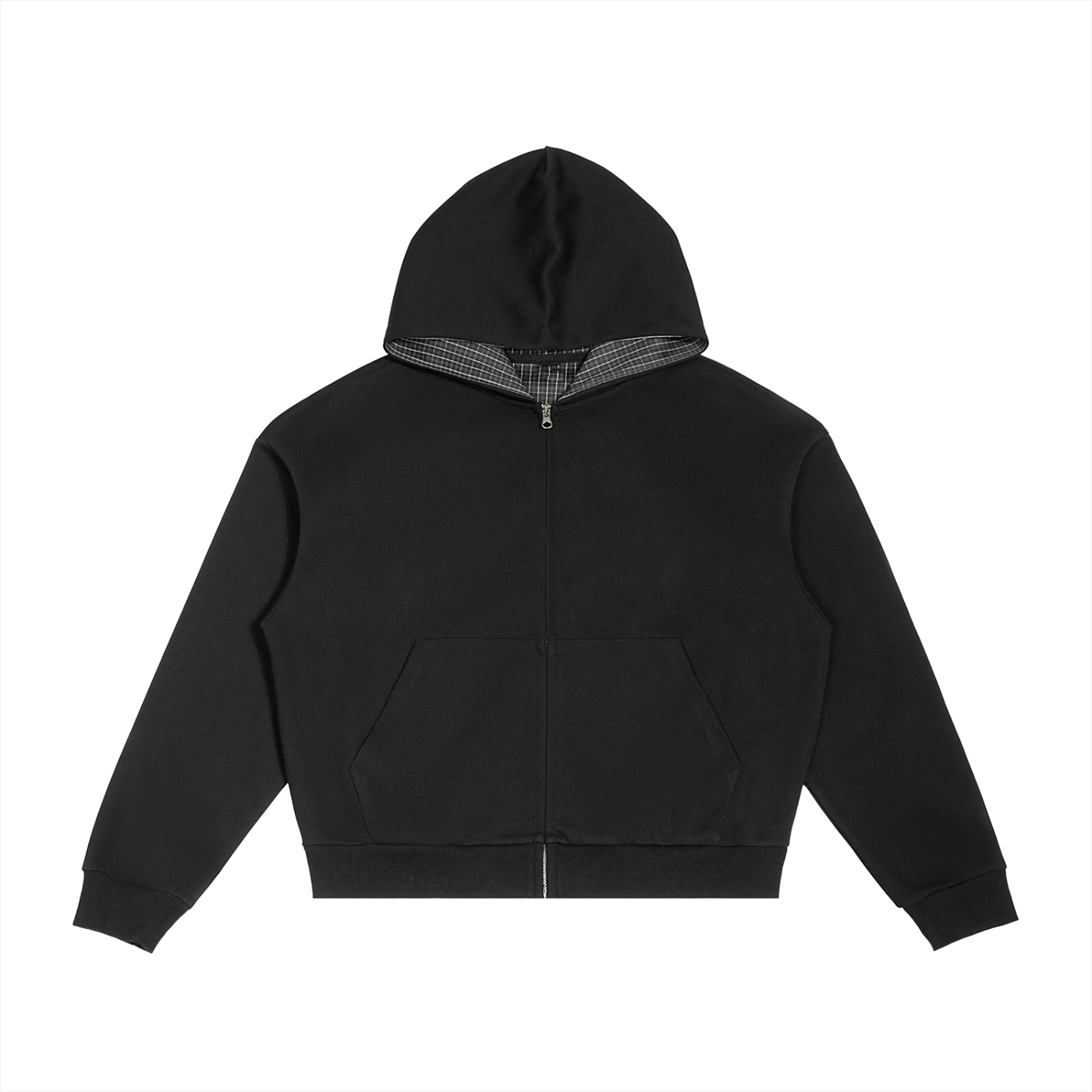 CV Plaid Boxy Zip Hoodie
