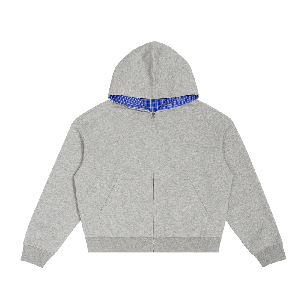CV Plaid Boxy Zip Hoodie