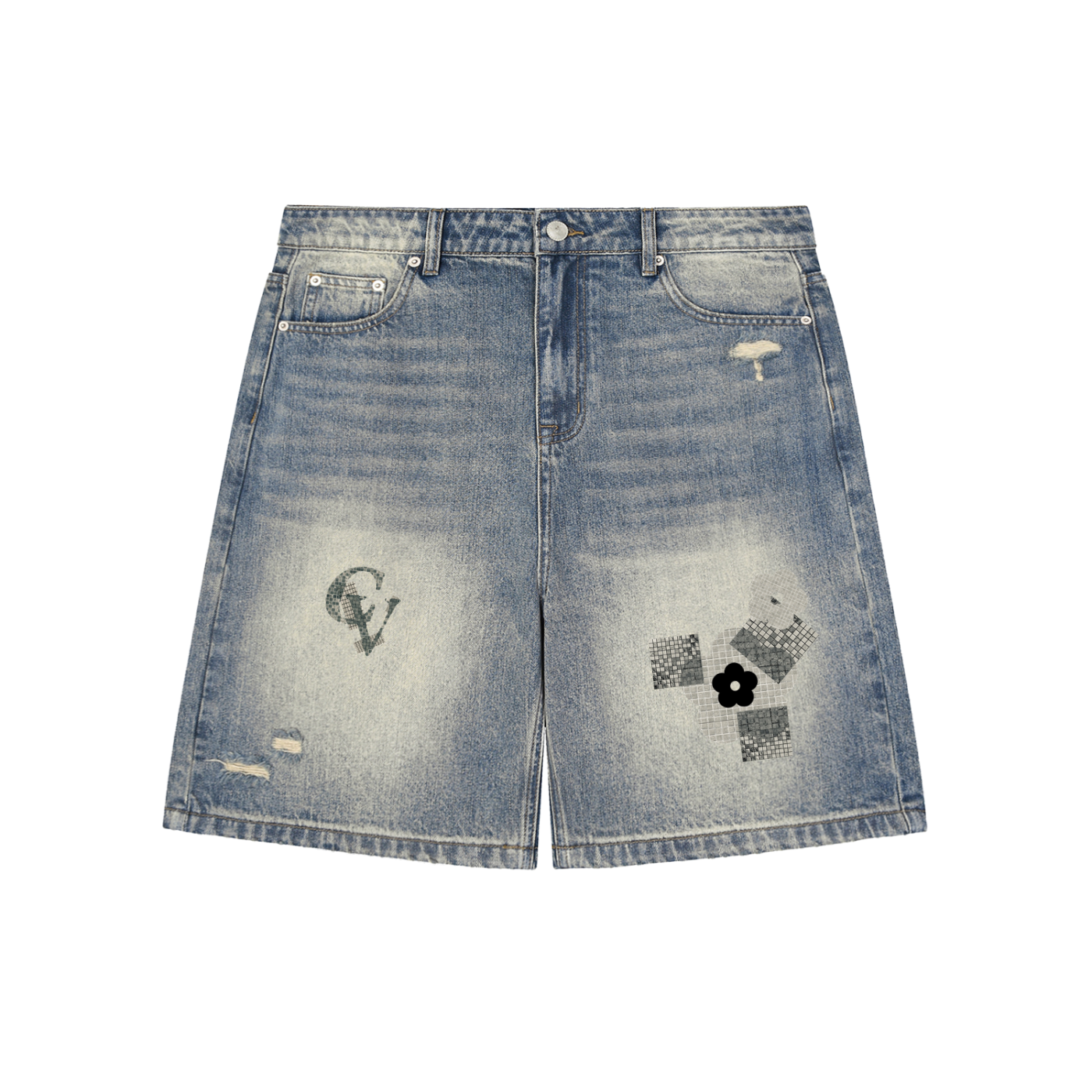 CV Distressed Baggy Denim Shorts