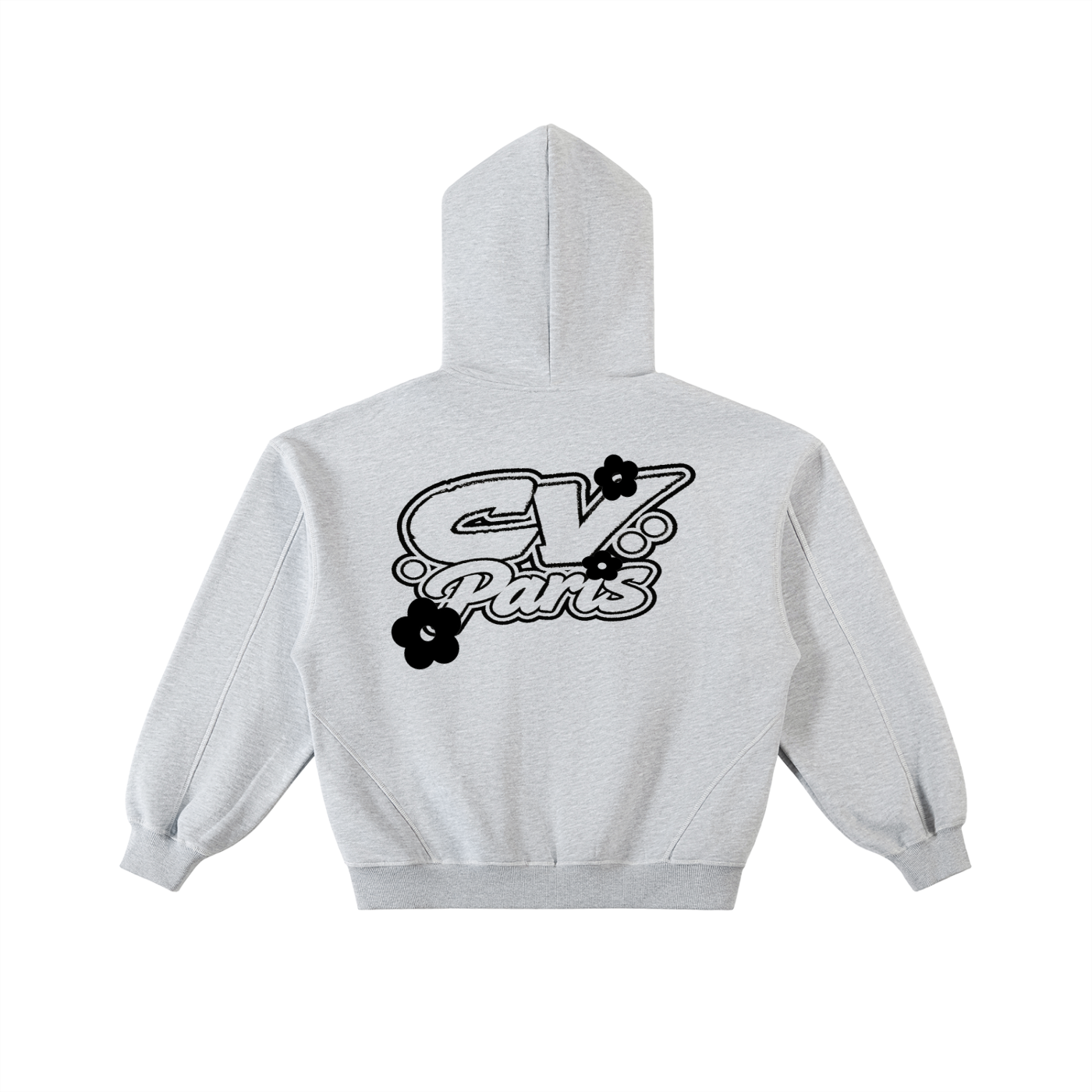 CV | Flower/Gris | Contrast-Stitched Boxy Zip up