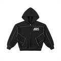 CV | Flower/Noir | Contrast-Stitched Boxy Zip up